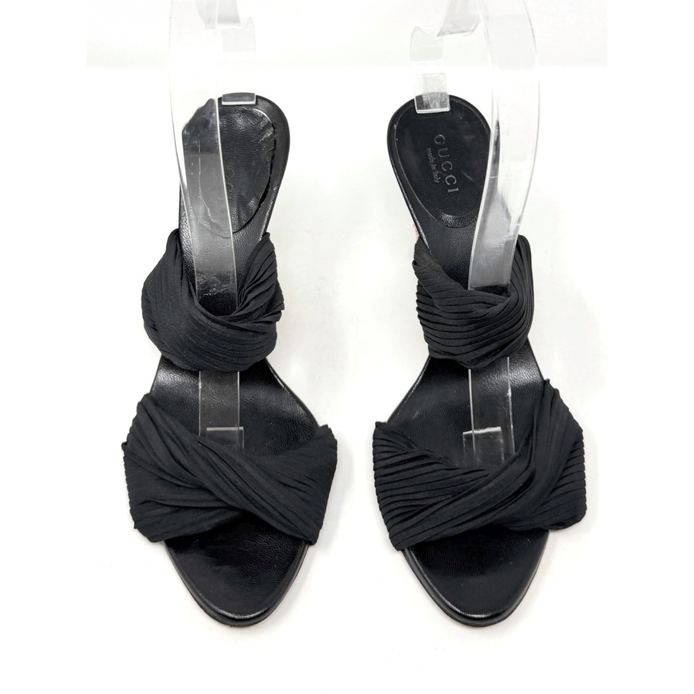 Gucci Black Heels Sandals Gold Heel Slide Mule Tom Ford Era 6B - Picture 2 of 9
